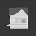 Cartoon Style White House With Gray Roof Porch Windows And Wooden Steps