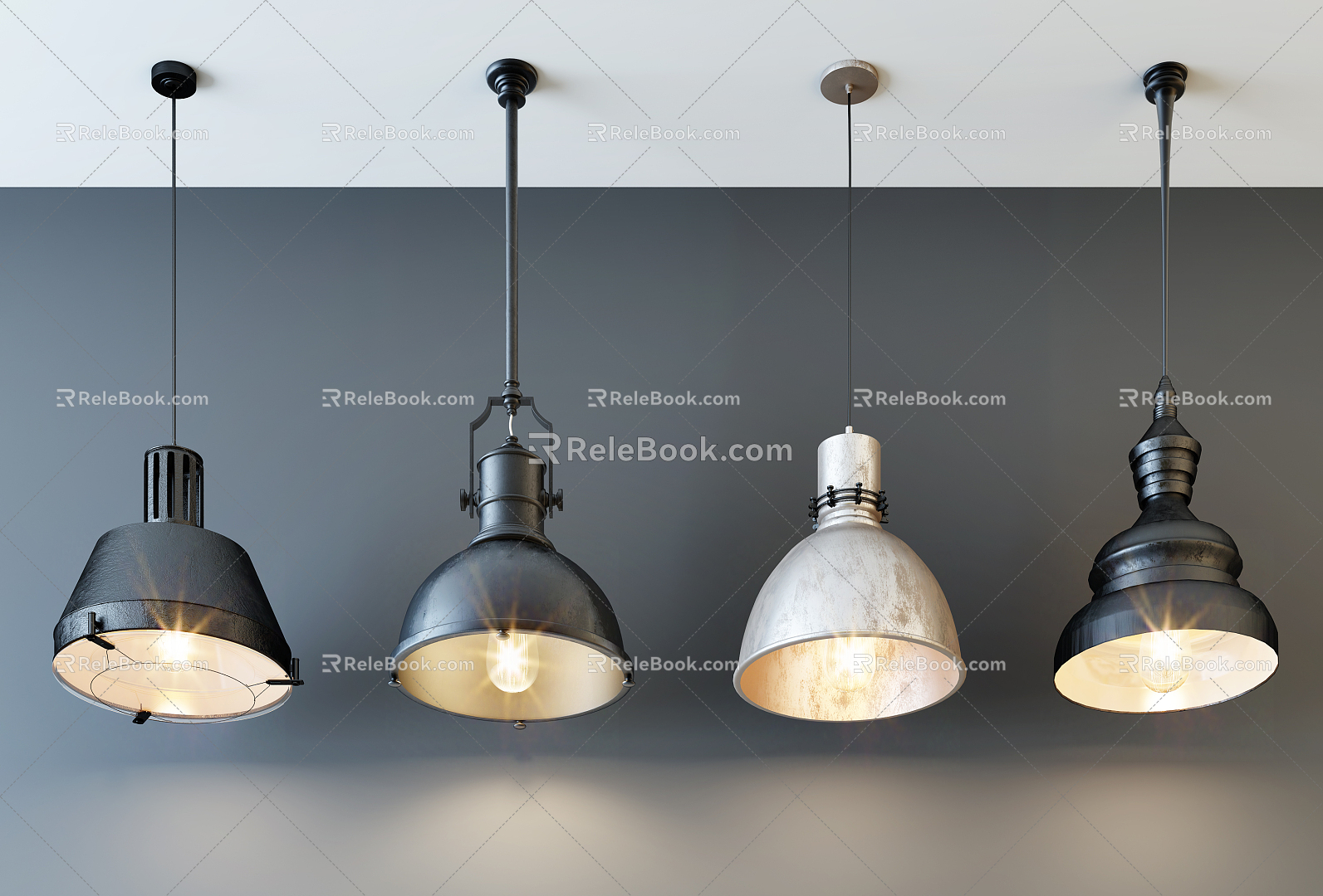 Industrial LOFT chandelier stylish simple metal chandelier combination 3d model