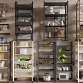 Practical Multi Layer Kitchen Storage Shelves for Organizing Various Supplies and Appliances 3d model
