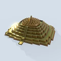 Golden Pyramid Tower With Layered Steps And Ornate Spire On Top