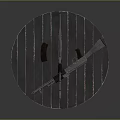 Vintage Military Rifles Displayed On Circular Wooden Platform With Striped Surface
