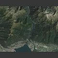 Mountainous Terrain With Lush Green Vegetation Blue Water Body Valley And Topographic Details