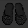 Gray Spike Decorated Slippers With Textured Surface And Comfortable Design 3d model