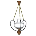 Classic Chandelier With White Glass Shade Black Metal Frame And Brown Accents
