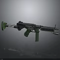 Modern Tactical Weapon Assault Rifle With Green Grip Black Body And Magazine