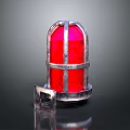 Vintage Red Decorative Lantern Enclosed In Metal Cage With Square Base