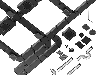Decorative Ornament Set With Modern Geometric Metal Pipes Circles And Squares 3d model
