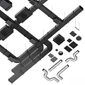 Decorative Ornament Set With Modern Geometric Metal Pipes Circles And Squares