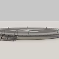 Circular Helipad Platform Design With Stairs Light Poles And Surface Marking 3d model