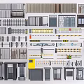 Architectural Building Components Collection Featuring Railings Doors Windows Partitions And Guardrails 3d model