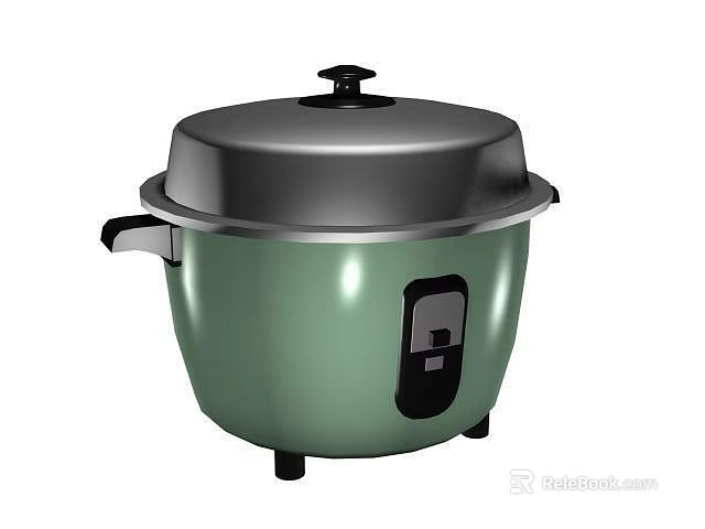 Stylish Green Rice Cooker with Black Lid and Control Panel as Modern Kitchen Appliance 3d model 