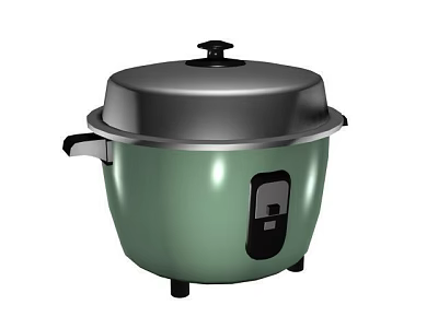 Stylish Green Rice Cooker with Black Lid and Control Panel as Modern Kitchen Appliance 3d model