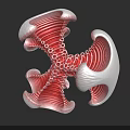 Game Film Character 3D Model With Red White Biological Structure Irregular Shape Branches Holes
