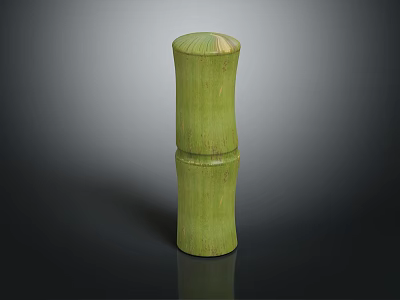 Green Cylindrical Bamboo Stem With Jointed Structure And Natural Texture On Dark Background 3d model