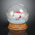Wooden Side Table Adorned with Santa Snow Globe for Happy Holidays 2022