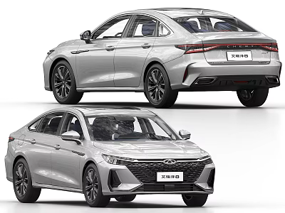 Silver Sedan Modern Exterior Design With Stylish Body Lines And Wheels 3d model