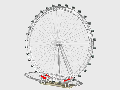 Large Ferris Wheel Amusement Park Ride With Spoke Structure And Passenger Cabins 3d model