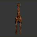 Realistic Spotted Giraffe With Long Neck Standing Gracefully On Gray Background 3d model