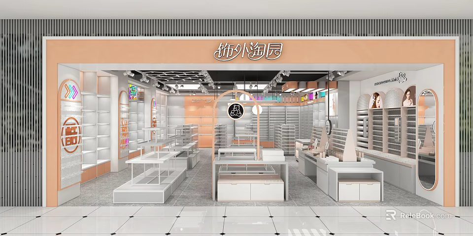Modern Retail Store Interior Design With Display Shelves Product Stands And Bright Lighting 3d model 
