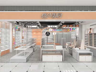 Modern Retail Store Interior Design With Display Shelves Product Stands And Bright Lighting 3d model