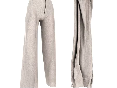 Stylish Gray Wide Leg Pants And Scarf Casual Clothing Ensemble 3d model