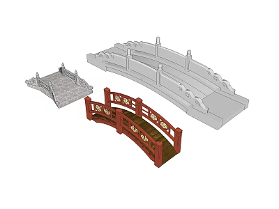 Traditional Chinese Bridge Designs With Ornate Railings Arch Structure And Wooden Details 3d model