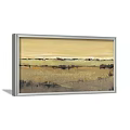 Framed Warm Yellow Landscape Painting With Horizon And Soft Field Tones