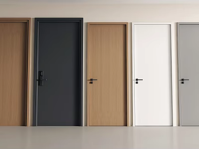 Swing Doors In Various Colors With Handles For Modern Interior Design 3d model