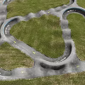 Road Facilities Design With Winding Roads Green Spaces Street Lights And Benches