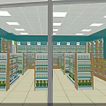 Well Organized Pharmacy Store Interior With Shelves Stocked Full Of Various Medicines