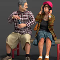 Diverse Group of People in Plaid Shirts Floral Skirts Pink Caps Sitting Standing Holding Umbrellas