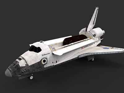 White Space Shuttle With Open Cargo Bay And NASA Logo Design 3d model