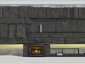 Modern background wall Mao stone wall knife cut rock decorative background wall fireplace 3d model