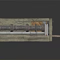 Industrial Equipment Installation In Concrete Enclosure With Mechanical Pipes And Gears