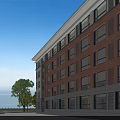 Modern Multi Story School Building With Red Brick White Walls Large Windows And Green Lawn