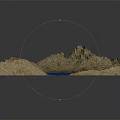 3D Garden Landscape Model With Rolling Hills Blue Water And Green Vegetation