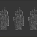 Detailed 3D Stone Castle Scene Components With Various Shapes And Structures