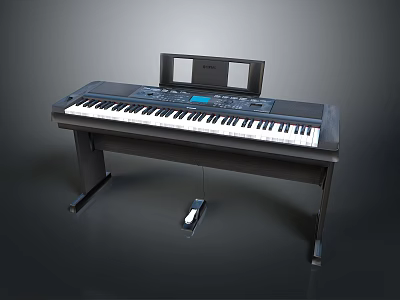 YAMAHA Electronic Keyboard With Stand Pedal And White Black Keys 3d model