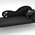 Black Chaise Lounge with Elegant Curved Design Scroll Armrests Carved Legs and Decorative Pillow