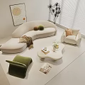 Modern Cream Style Sofa Coffee Table Combination Curved Sofa Casual Sofa Coffee Table Caterpillar Sofa Leisure Chair 3d model