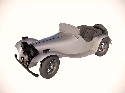 Vintage Silver Convertible Car With Classic Body Design And Open Top 3d model