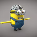 Cute Minion Doll With Yellow Body Blue Overalls And Black Hat With White Flower