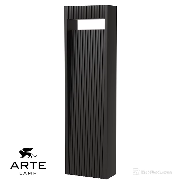 Sleek Black Column Outdoor Light With Vertical Stripes For Garden Use 3d model 