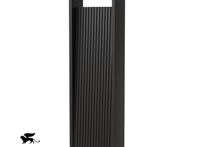 Sleek Black Column Outdoor Light With Vertical Stripes For Garden Use 3d model
