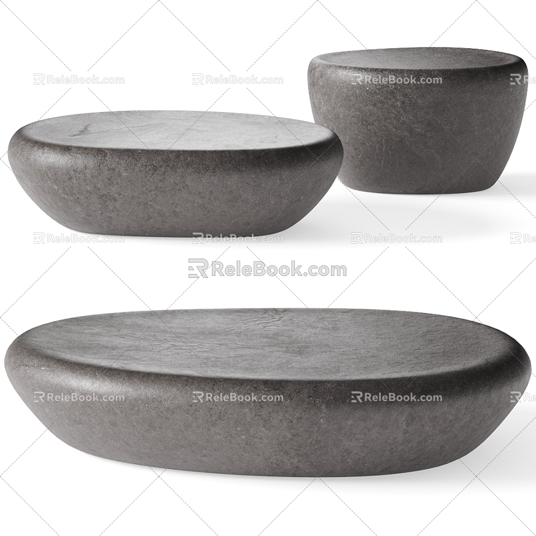 Minotti stone coffee table outdoor stone coffee table 3d model