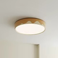 Round Modern Ceiling Light with Brown Wavy Frame and White Illumination Mounted on Ceiling 3d model