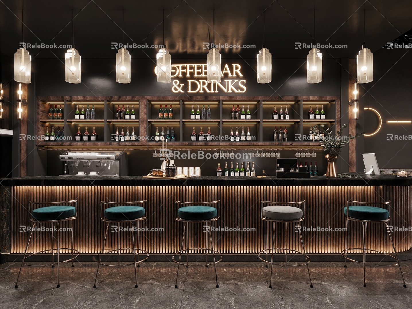 Light Luxury Bar 3d model