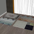 Square Rugs with Various Geometric Patterns on Wooden Floor in Bright Room