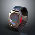 Stylish Modern Wristwatch With Square Metal Case Colorful Dial And Dark Strap
