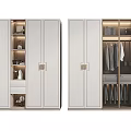 Modern Wardrobe Interior Design Featuring Hanging Space Shelves And Storage Compartments 3d model